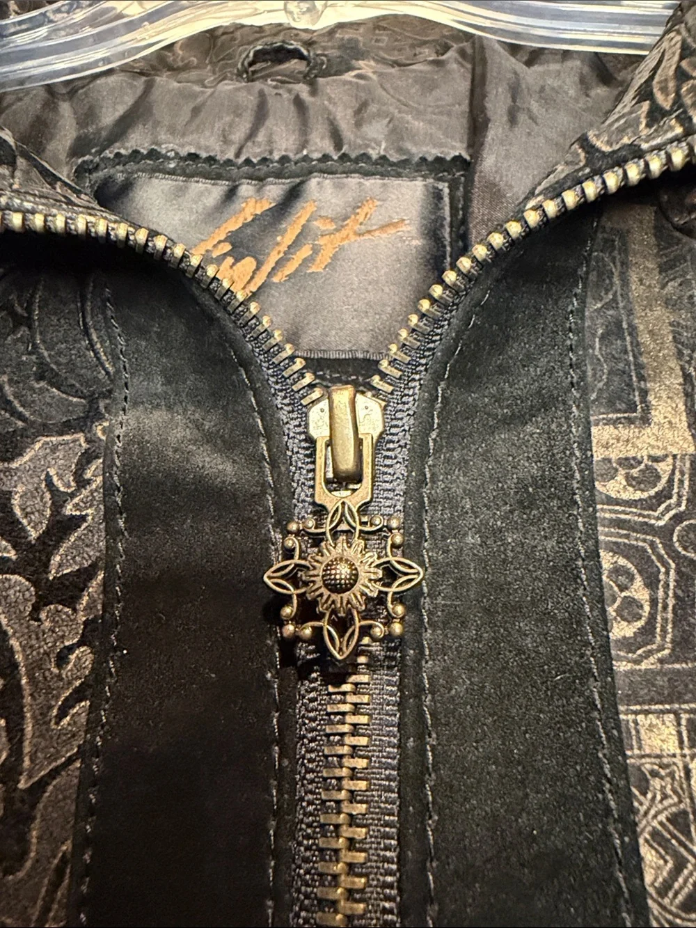 Winlit Genuine Leather Black Mixed Media Designs Western Aztec Full Zip SZ M